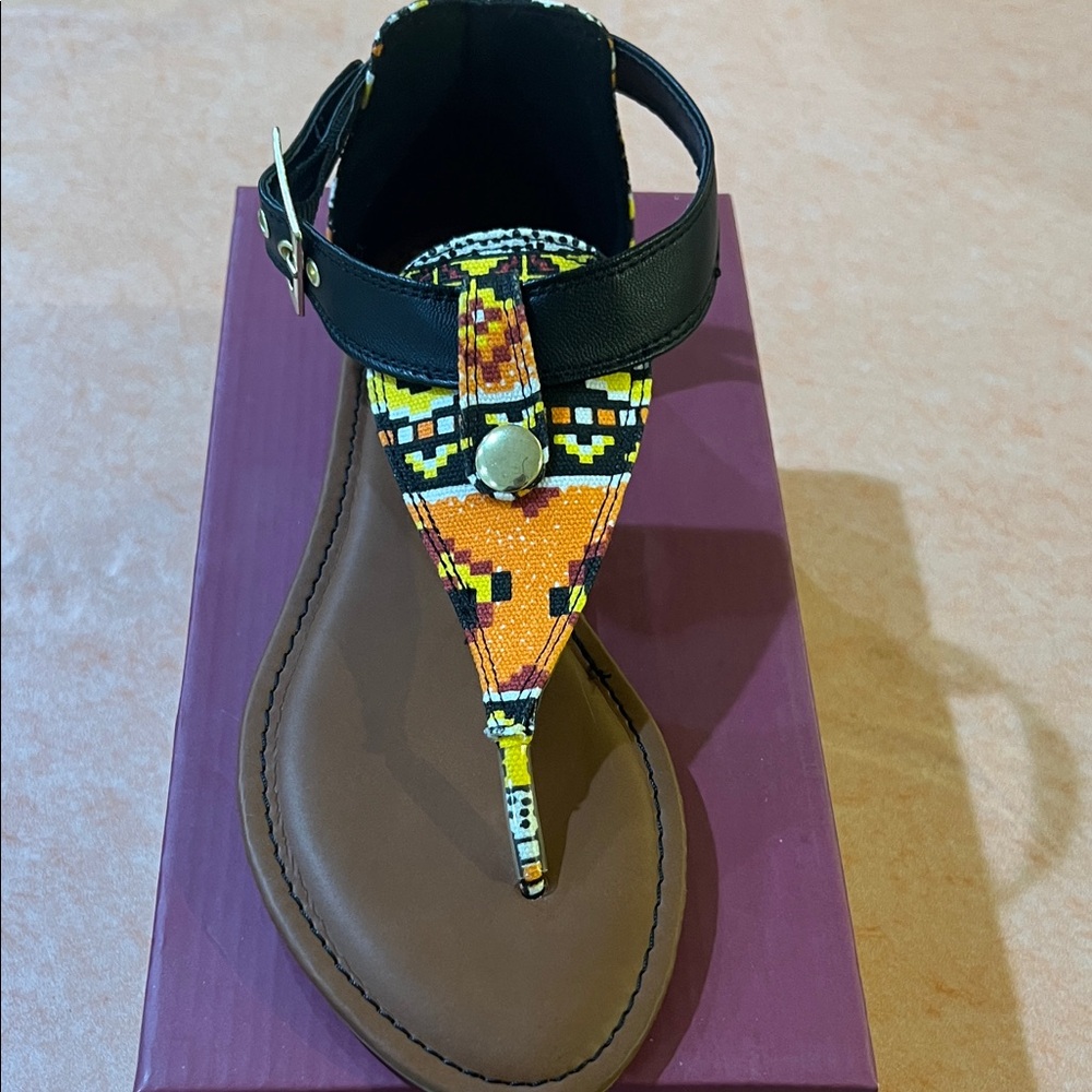 BAMBOO Black and Orange Beaded Sandals